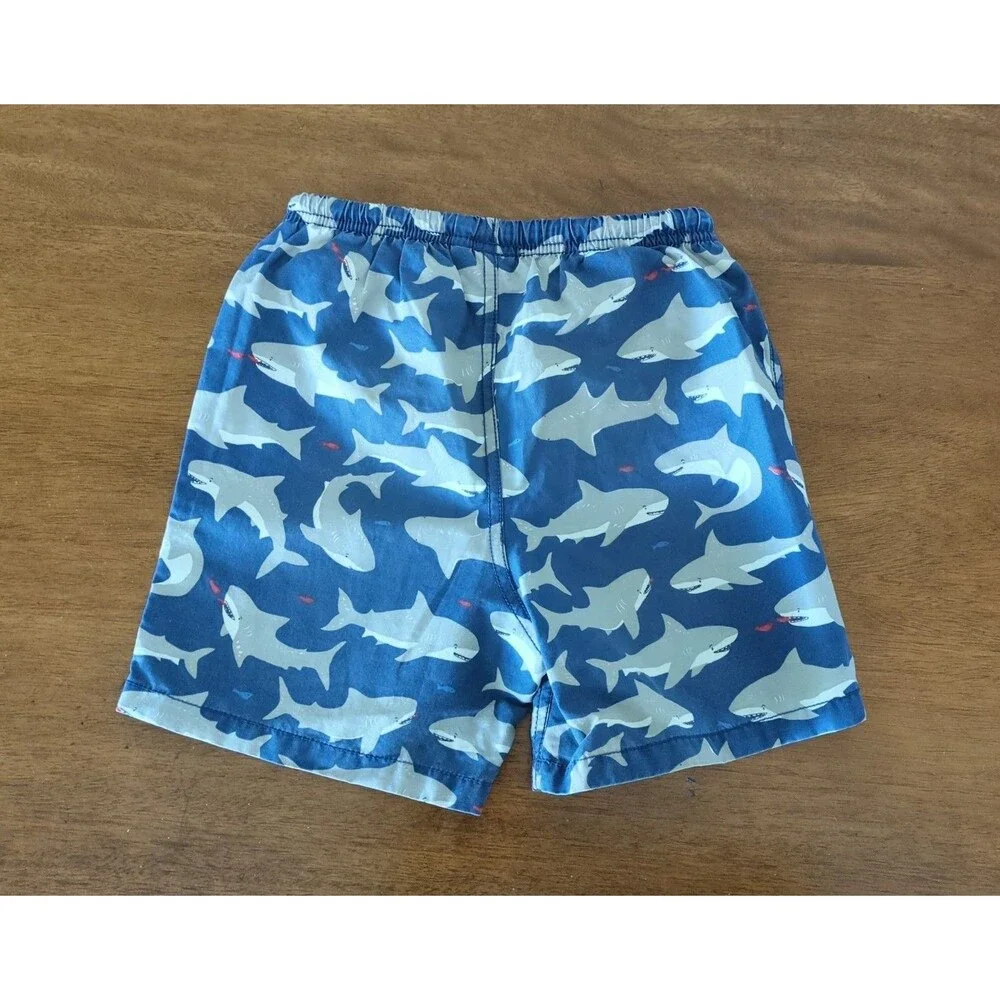 Mini Boden Boys Kids shark print swim shorts size 3/4 GUC
